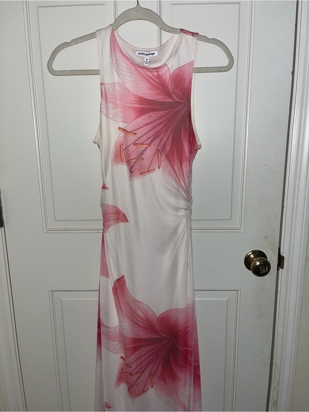 Worn Once PitayaWhite and pink floral maxi dress